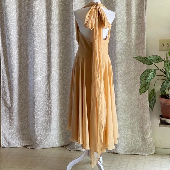 NWT JJ's House Yellow Gold 50s Style Chiffon Convertible Cocktail Dress Size 8 - Picture 3 of 8